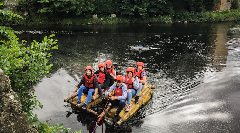 Teesdale students rafting on the river