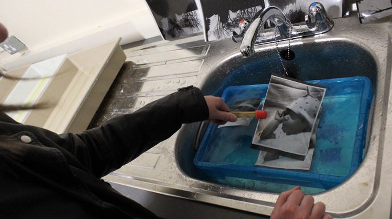 A stage in the development process of the photos.
