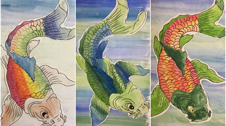 Teesdale Year 8 artists explore Koi Carp 2019